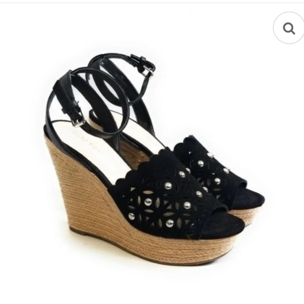 Marc Fisher Black Espadrille Wedges 7.5